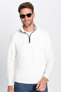 Unisex Standart Fit Anti-pilling Tüylenme Yapmayan Soğuk Geçirmez Ekru Dik Yaka Polar Sweatshirt ürün fotoğrafı