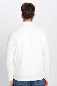 Unisex Standart Fit Anti-pilling Tüylenme Yapmayan Soğuk Geçirmez Ekru Dik Yaka Polar Sweatshirt ürün fotoğrafı