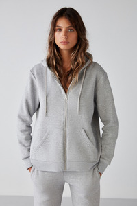 Carlota Kadın Yumuşacık Içi Polarlı 3 Iplik Relaxed Kapüşonlu Fermuarlı Grimelanj Sweatshirt ürün fotoğrafı