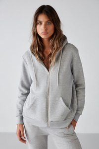 Carlota Kadın Yumuşacık Içi Polarlı 3 Iplik Relaxed Kapüşonlu Fermuarlı Grimelanj Sweatshirt ürün fotoğrafı
