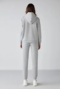 Carlota Kadın Yumuşacık Içi Polarlı 3 Iplik Relaxed Kapüşonlu Fermuarlı Grimelanj Sweatshirt ürün fotoğrafı