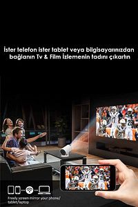 Taşınabilir Sinema Projektörü 1280 * 720P Ev Sineması Bluetooth Android 11 Akıllı Projeksiyon Wifi ürün fotoğrafı