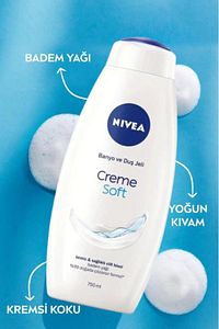 Creme Soft Kremsi Dokunuş Duş Jeli 750ml, Badem Yağı, Nemlendirici, Ekonomik Boy, E Vitamini ürün fotoğrafı