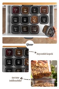 24lü Peggy Kare Erzak Saklama Kabı 8x(0,55 LİTRE, 1,2 LİTRE, 1,75 LİTRE) Beyaz Serigrafi Etiketli ürün fotoğrafı