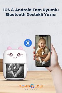 Mini Cep Yazıcı Taşınabilir Bluetooth Kablosuz Şarjlı 6 Rulo 3 Kalem Seti Hediye Pembe Yazıcı ürün fotoğrafı