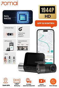 70mai Dash Cam A500s Pro Plus Arka Kamera Rc06 Set ürün fotoğrafı