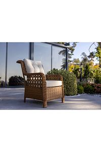 Açelya Rattan 3 1 1 Masa Bahçe Balkon Mobilyası Alüminyum Üzeri Örgü Rattan ürün fotoğrafı