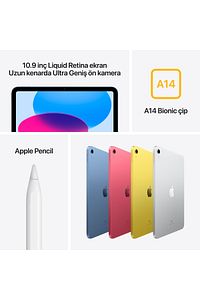 iPad 10. Nesil 64 GB 10.9" Wi-Fi Sarı Tablet (Adaptörsüz Kutu) ürün fotoğrafı