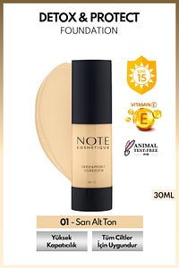 Detox & Protect Foundation Spf 15 Yoğun Kapatıcı Saten Bitişli Fondöten - 01 Beige ürün fotoğrafı