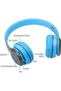 P47 Extra Bass Wireless Bluetooth Kulaklık 5.0+edr Fm Radyo Mavi ürün fotoğrafı