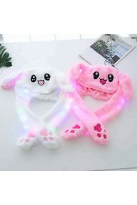Yeni Sezon Çocuk ve Yetişkin için Sevimli Hareketli Tavşan Kulaklık 3 Mod Led Işıklı Peluş Bere ürün fotoğrafı