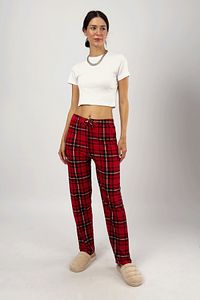 Kırmızı Siyah Beyaz Kadın Yumuşak Dokulu Pijama Altı Eşofman Pamuklu ürün fotoğrafı