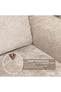Kadife 3 3 1 1 Kahverengi Lastikli Kanepe Örtüsü | Lastikli Koltuk Örtüsü | Koltuk Kılıfı ürün fotoğrafı