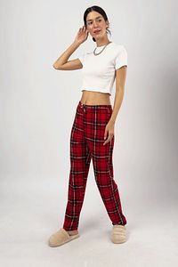 Kırmızı Siyah Beyaz Kadın Yumuşak Dokulu Pijama Altı Eşofman Pamuklu ürün fotoğrafı