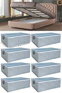 8 Adet Çizgili Baza Tipi Hurc - Baza Altı Büyük Boy Saklama hurcu 65 X 45 X 22 Cm EKİCİHOME0008-8 ürün fotoğrafı