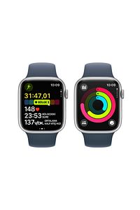 Watch Series 9 GPS 45mm Gümüş Alüminyum Kasa ve Fırtına Mavisi Spor Kordon - M/L ürün fotoğrafı