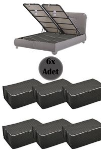 6 Adet Kapitoneli Baza Altı Hurç 60x40x22 (GRİ) ürün fotoğrafı