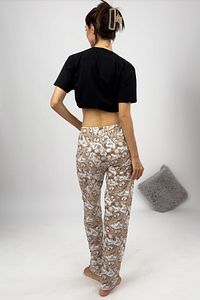 Kadın Pijama Altı Kurdeleli Kahve Beyaz Ayıcık ürün fotoğrafı