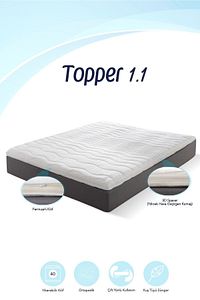 Topper 1.1 - Konfor Arttırıcı Yatak Pedi - Kuş Tüyü Soft Sünger - Yıkanabilir Fermuarlı Kılıflı ürün fotoğrafı