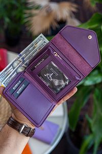 Colombia Vegan Deri Bozuk Para Gözlü Bol Kartlıklı Mini Mürdüm Kadın Cüzdanı ürün fotoğrafı