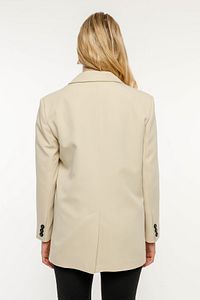 Taş Rengi Kadın Düğmeli Oversize Blazer Ceket ürün fotoğrafı