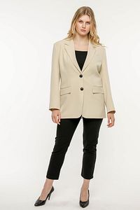 Taş Rengi Kadın Düğmeli Oversize Blazer Ceket ürün fotoğrafı