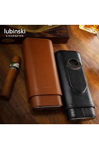 Lubinski Deri 3'lü Puro Kılıfı Kesicili Kahve(60 Ring) ürün fotoğrafı