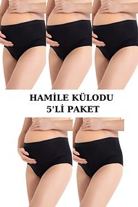5'li Paket Siyah Yüksek Bel Toparlayıcı Hamile Lohusa Külot %100 Pamuklu ürün fotoğrafı