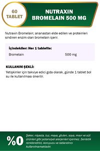 Bromelain 500 Mg Takviye Edici Gıda 60 Tablet ürün fotoğrafı