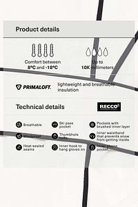 Primaloft® SKI su geçirmez piping ceket ürün fotoğrafı