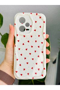 Xiaomi Redmi Note 12 Pro 5g Uyumlu Kırmızı Kalpler BASKI Tasarımlı Silikon Kılıf ürün fotoğrafı