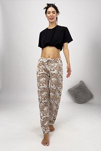Kadın Pijama Altı Kurdeleli Kahve Beyaz Ayıcık ürün fotoğrafı