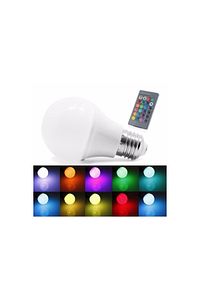 Home Uzaktan Kumandalı Renk Değiştiren Ampul Rgb 9w Beyaz Dahil 16 Renkli ürün fotoğrafı