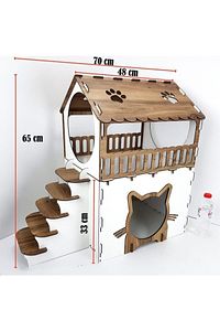 Teras Katlı Kedi Evi ürün fotoğrafı