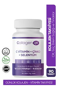 5 Tip Kolajen Tip 1, Tip 2, Tip 3, Tip 5 ,tip 10, ( Selenyum , C Vitamini Ve Çinko ) 90 Tablet ürün fotoğrafı