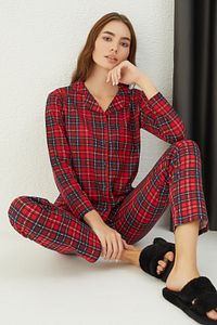 Pamuklu Düğmeli Kadın Pijama Takım ürün fotoğrafı