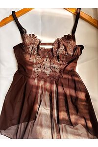 Brown Babydoll Set Gecelik Bralet Takım ürün fotoğrafı