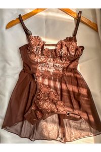 Brown Babydoll Set Gecelik Bralet Takım ürün fotoğrafı