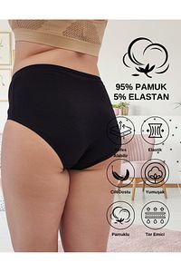 Kadın Battal Külot, Büyük Beden, Pamuklu Yüksek Bel Iç Çamaşırı - 5 Adet Siyah (5XL, 6XL, 7XL) ürün fotoğrafı