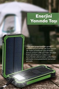 Güneş Enerjili Solar Powerbank 10000mah Led Işıklı Taşınabilir Batarya Şarj Cihazı Yeşil ürün fotoğrafı