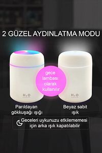 H2o Humidifier 300 ml Ulrasonik Hava Nemlendirici Buhar Makinesi Ve Aroma Difüzörü ürün fotoğrafı