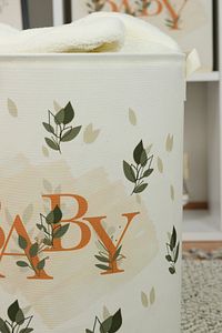Baby Ve Gökkuşağı Tasarımlı 2'Li  Çocuk Odası Saklama Kutusu Düzenleyici Oyuncak Kirli Sepeti 37x40 ürün fotoğrafı
