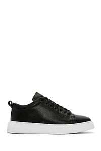 Erkek Siyah Bağcıklı Kalın Tabanlı Deri Sneaker 24sfd6821ft ürün fotoğrafı