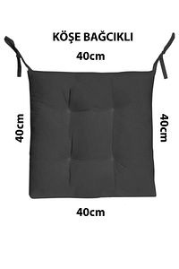 Siyah Renkli Özel Dikim Bağcıklı Pofuduk Sandalye, Koltuk, Tabure Minderi 40x40 Cm ürün fotoğrafı