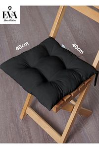 Siyah Renkli Özel Dikim Bağcıklı Pofuduk Sandalye, Koltuk, Tabure Minderi 40x40 Cm ürün fotoğrafı