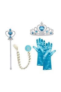 Frozen Elsa Örgü Saç Taç Asa Ve Eldiven Set Frozen Karlar Ülkesi Oyuncak ürün fotoğrafı