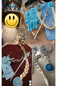 Frozen Elsa Örgü Saç Taç Asa Ve Eldiven Set Frozen Karlar Ülkesi Oyuncak ürün fotoğrafı