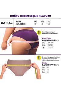 Kadın Büyük Beden Külot Battal Full Brief, Yüksek Bel (5XL, 6XL, 7XL) 5 Farklı Renk 1 Pakette ürün fotoğrafı