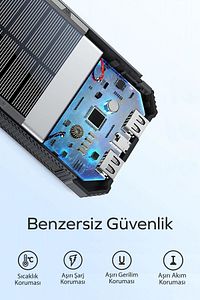 Güneş Enerjili Solar Powerbank 10000mah Led Işıklı Taşınabilir Batarya Şarj Cihazı Yeşil ürün fotoğrafı