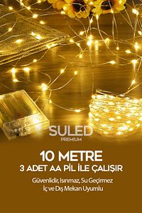 10 Metre Pilli Peri Led Dekor Işık Gün Işığı Yılbaşı Çam Ağacı Ev Süsleme Dekoratif Lamba Gün Işığı ürün fotoğrafı